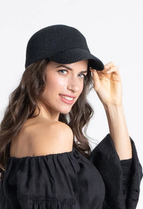 Gorra de paja negra con concha natural